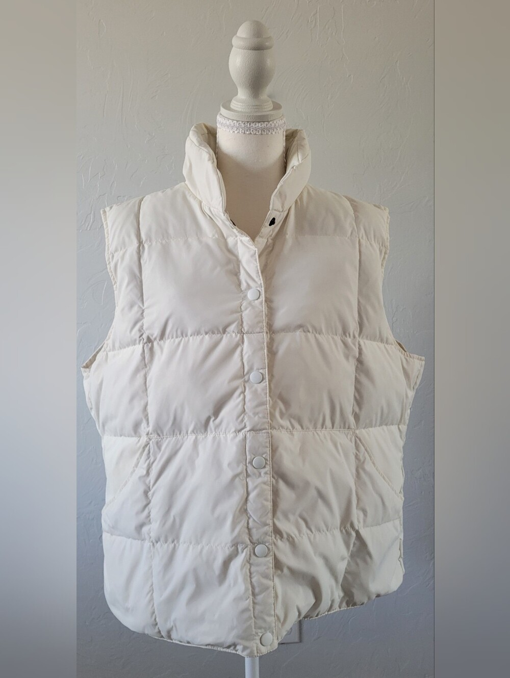 Lands’ End Puffer Vest Cream XL Quiet Luxury Preppy Coastal Old Money Après Ski - Picture 2 of 7